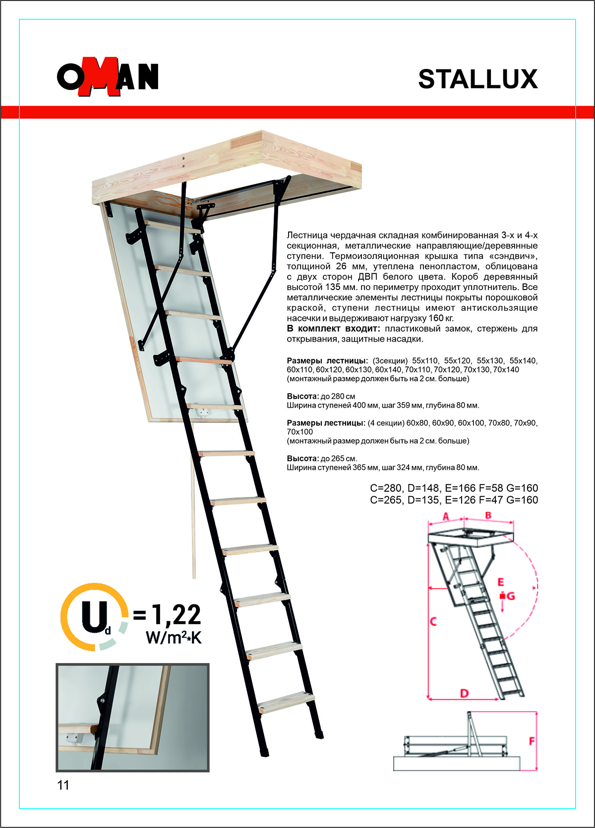 Лестница чердачная Oman Stallux 70*80/265 фото 2
